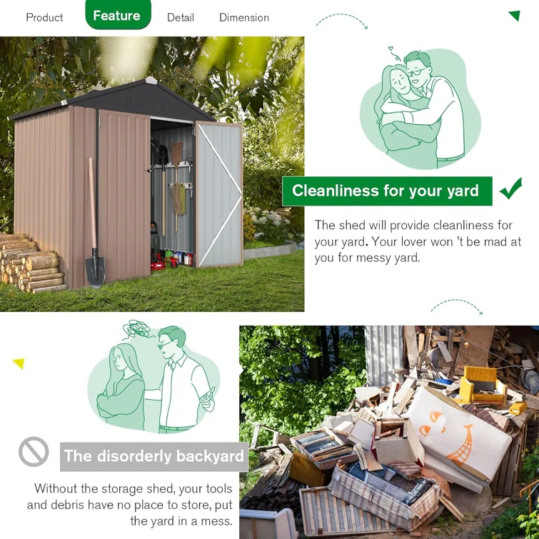 6 ft. W x 4 ft. D Metal Storage Shed