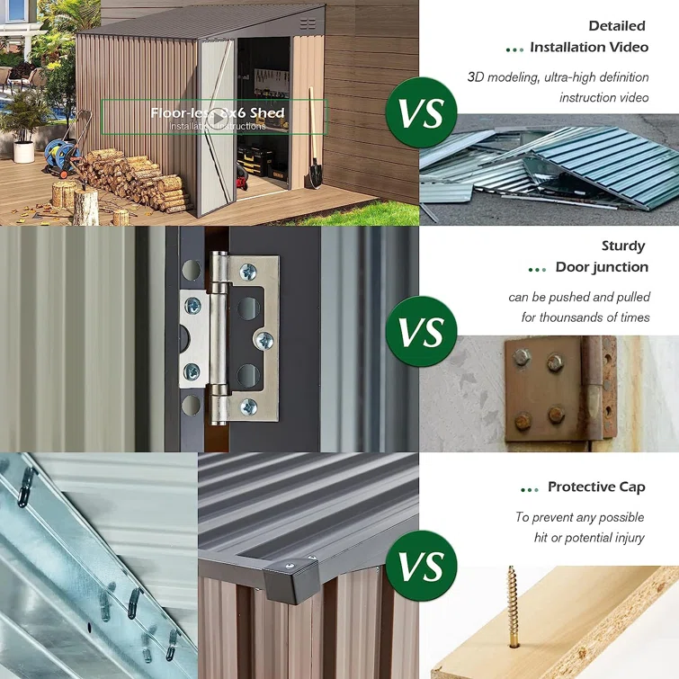 6 ft. W X 8 ft. D Metal Lean-To Storage Shed