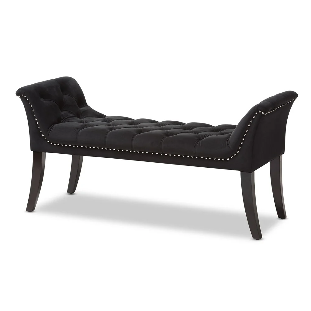 Glam Black Velvet Bench by Baxton Studio
