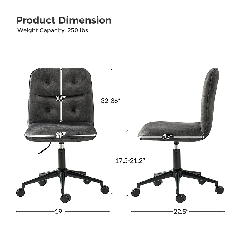 Leonhard Upholstered Swivel Task Chair: Plush Velvet Feel with Linen-Inspired Fabric, Adjustable Height, and Wheels