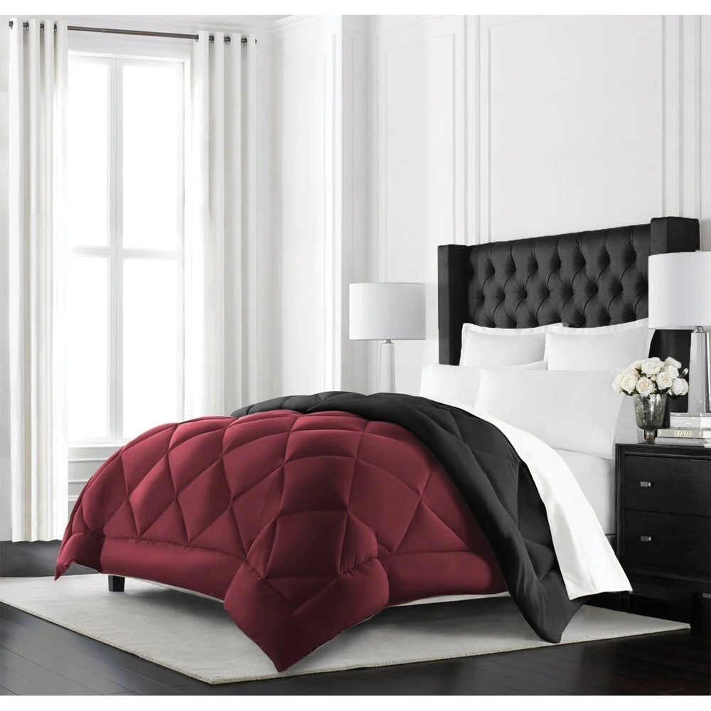 Beckham Hotel Collection All Season Goose Down Alternative Diamond Pattern Reversible Comforter