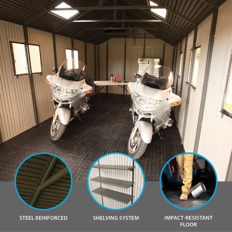 11 Ft. x 21 Ft. High-Density Polyethylene (Plastic) Steel Reinforced Outdoor Storage Shed