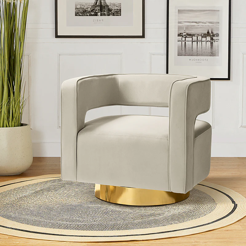 Agata Velvet Swivel Barrel Armchair