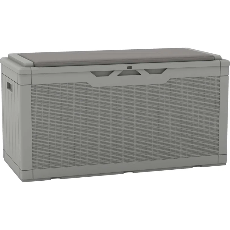 100 Gallons Water Resistant Resin Lockable Deck Box with Cushion