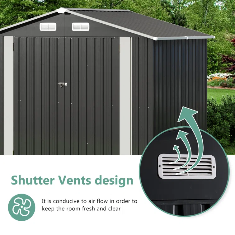 8 ft. W x 6 ft. D Metal Storage Shed