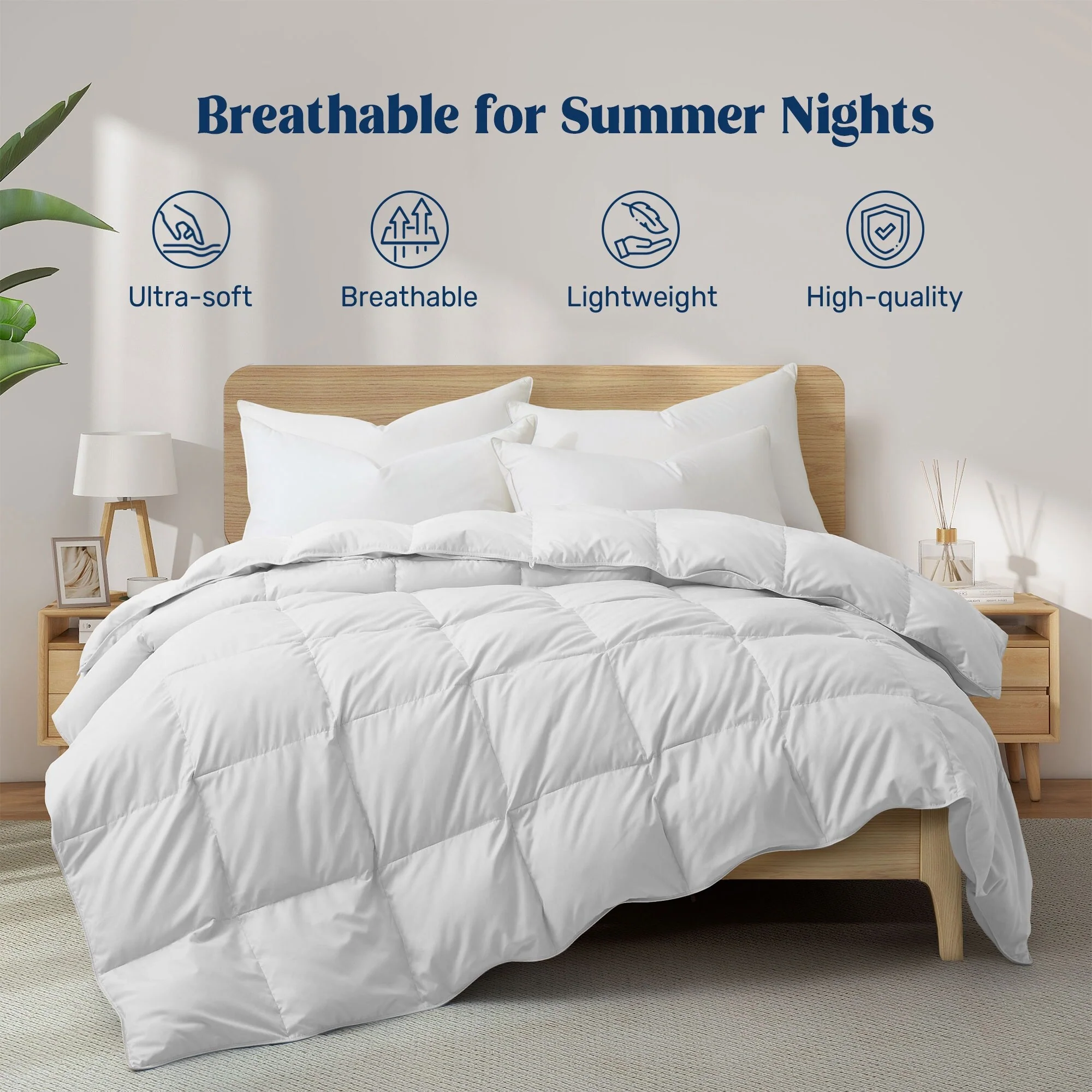 All Season to Heavyweight Premium White Goose Down Comforter Duvet Insert