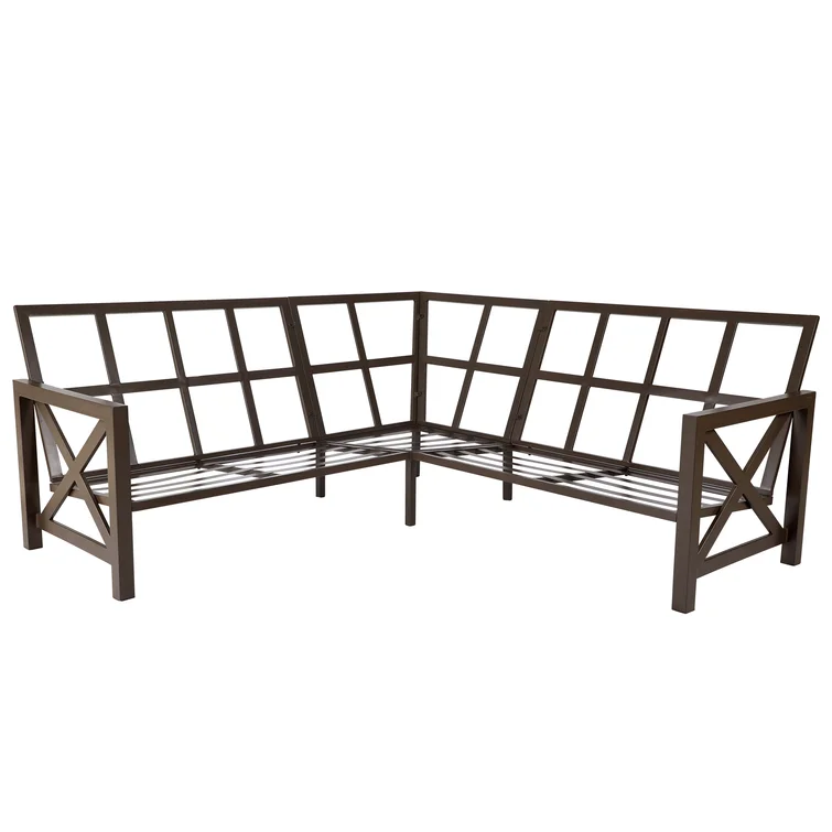 Nolensville Outdoor L-Shape Patio Conversation Metal 5 - Person Seat Group with Thick Cushion