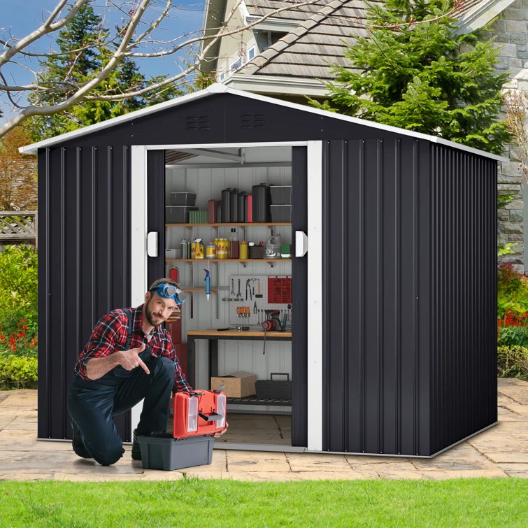 10 ft. W x 8 ft. D Metal Garage Shed