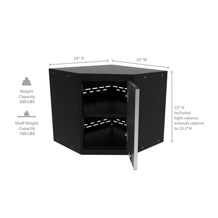 Pro Series Black Corner Wall Cabinet