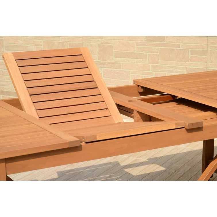 Tempo Rectangular 8 - Person Teak Finish Outdoor Furniture Dining Set