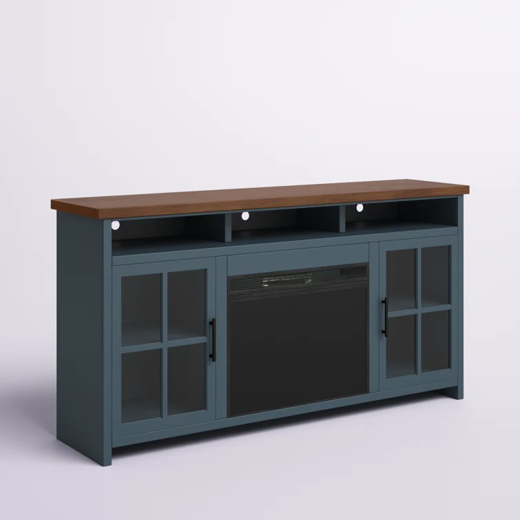 Brixham 74 inch Fireplace TV Stand Console for TVs up to 85 inches, Two-Tone Finish