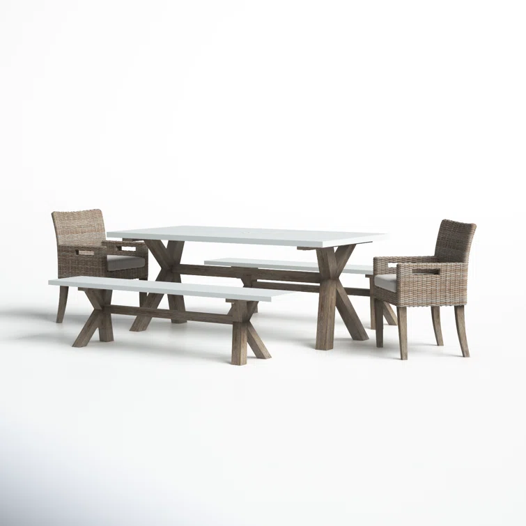 Fleur 8 - Person Rectangular Outdoor Dining Set with Cushions