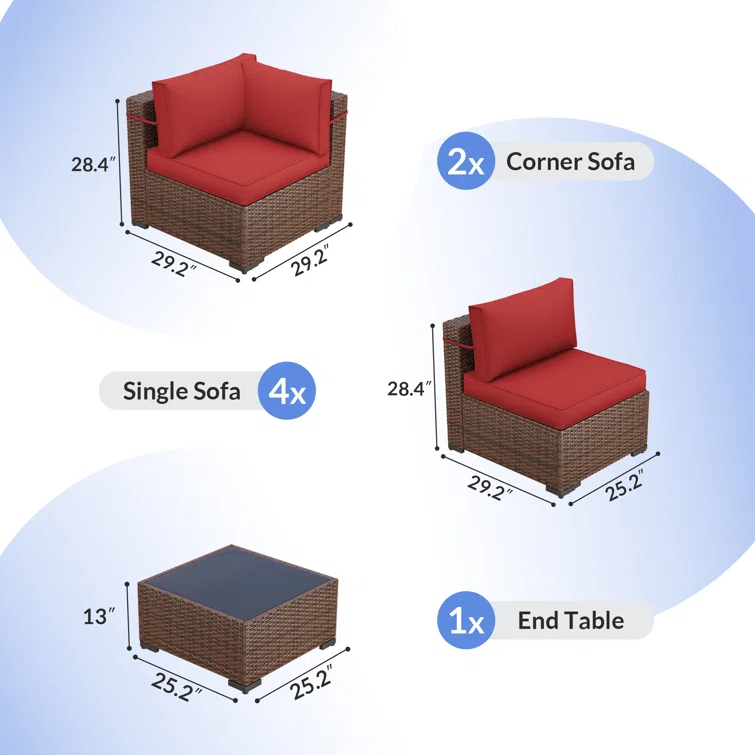 Dinyu 6 - Person Outdoor Seating Group with Cushions