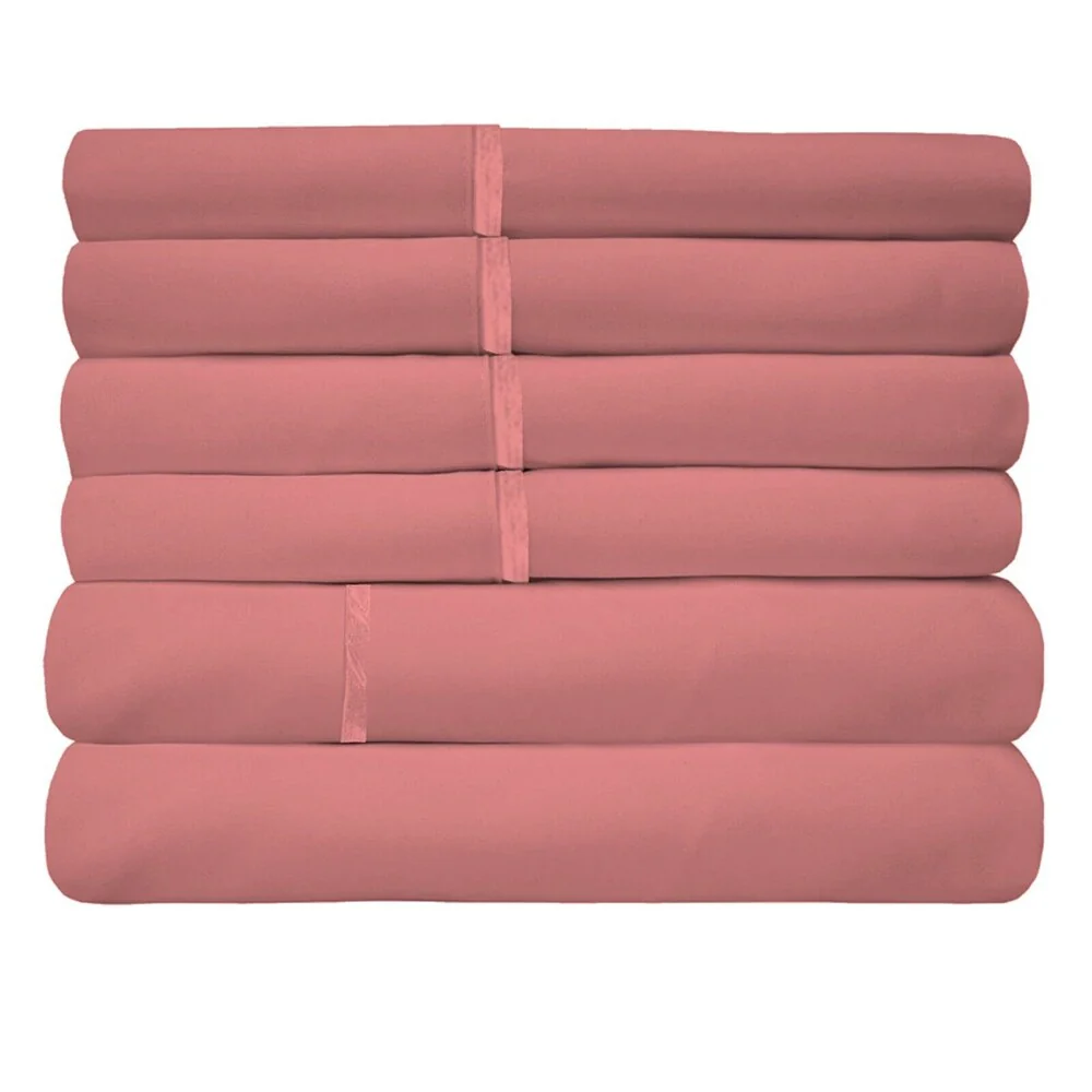 2200 Count 6 Pc Premium Bamboo Deep Pocket Queen Sheet Salmon