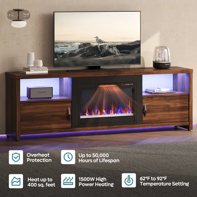 Brahma 70 inch Fireplace TV Stand for TVs up to 75