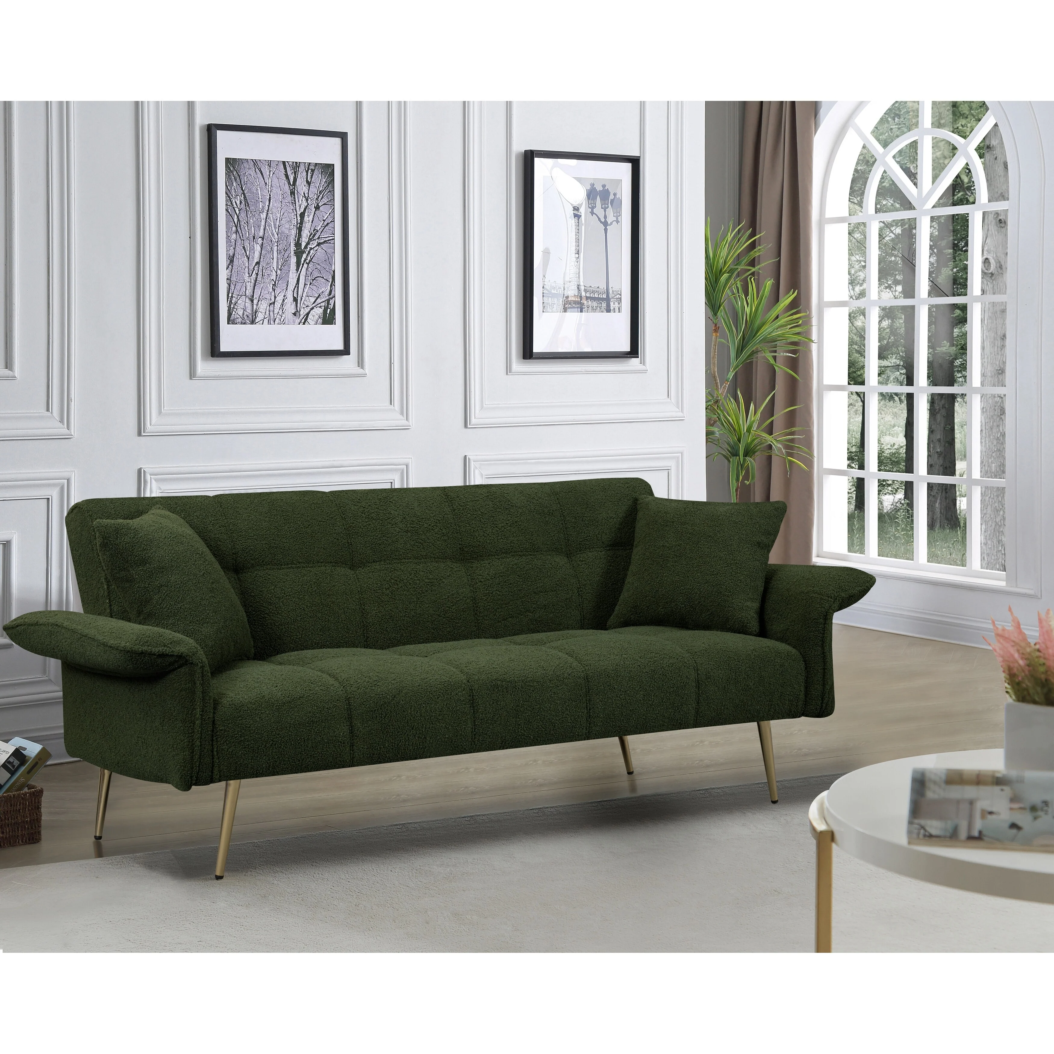 Convertible Double Sofa Bed with Folding Armrests - 31.10 x 70.00 x 31.49