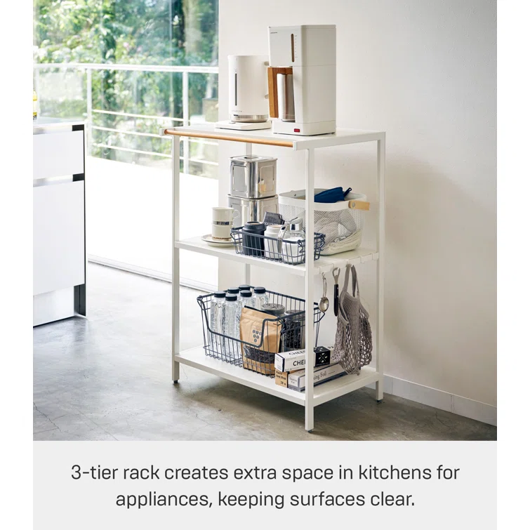 Yamazaki Home 3-Tiered Storage Rack - Kitchen Shelf Organizer, Short, Steel, Short