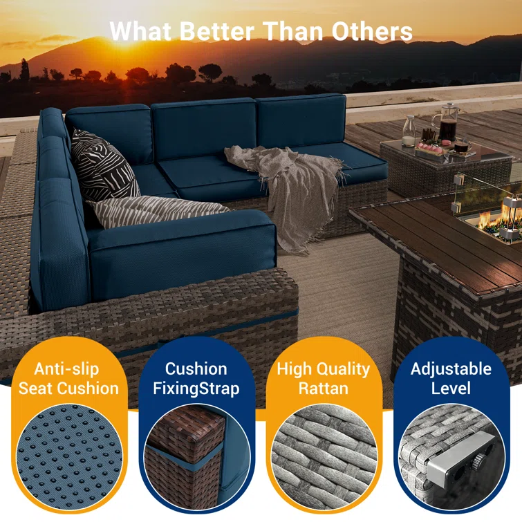 Sinthia 6 - Person Outdoor Seating Group with Cushions