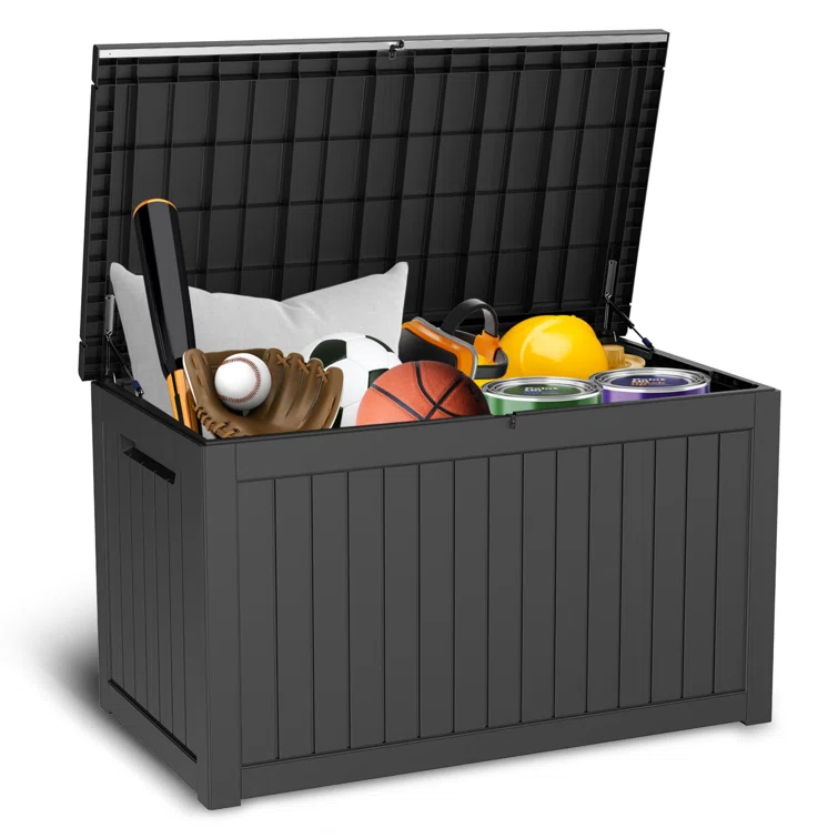 Cypress Backyard 57.5'' W 230 Gallons Water Resistant Polyester Lockable Deck Box in Black
