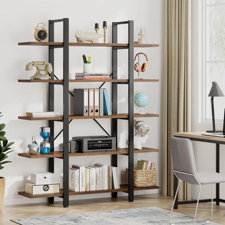 70.7" H x 47.24" W x 12.59" D Industrial Shelving Unit, 5-Tier Bookshelf
