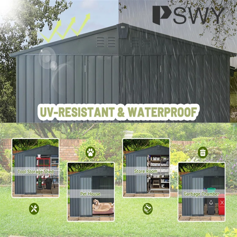 11 ft. W x 12 ft. 5 in. D Metal Storage Shed