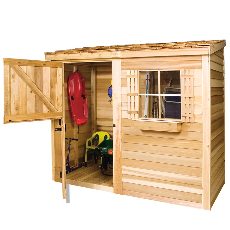Bayside 6 ft. W x 3 ft. D Western Red Cedar Wood Lean-To Storage Shed