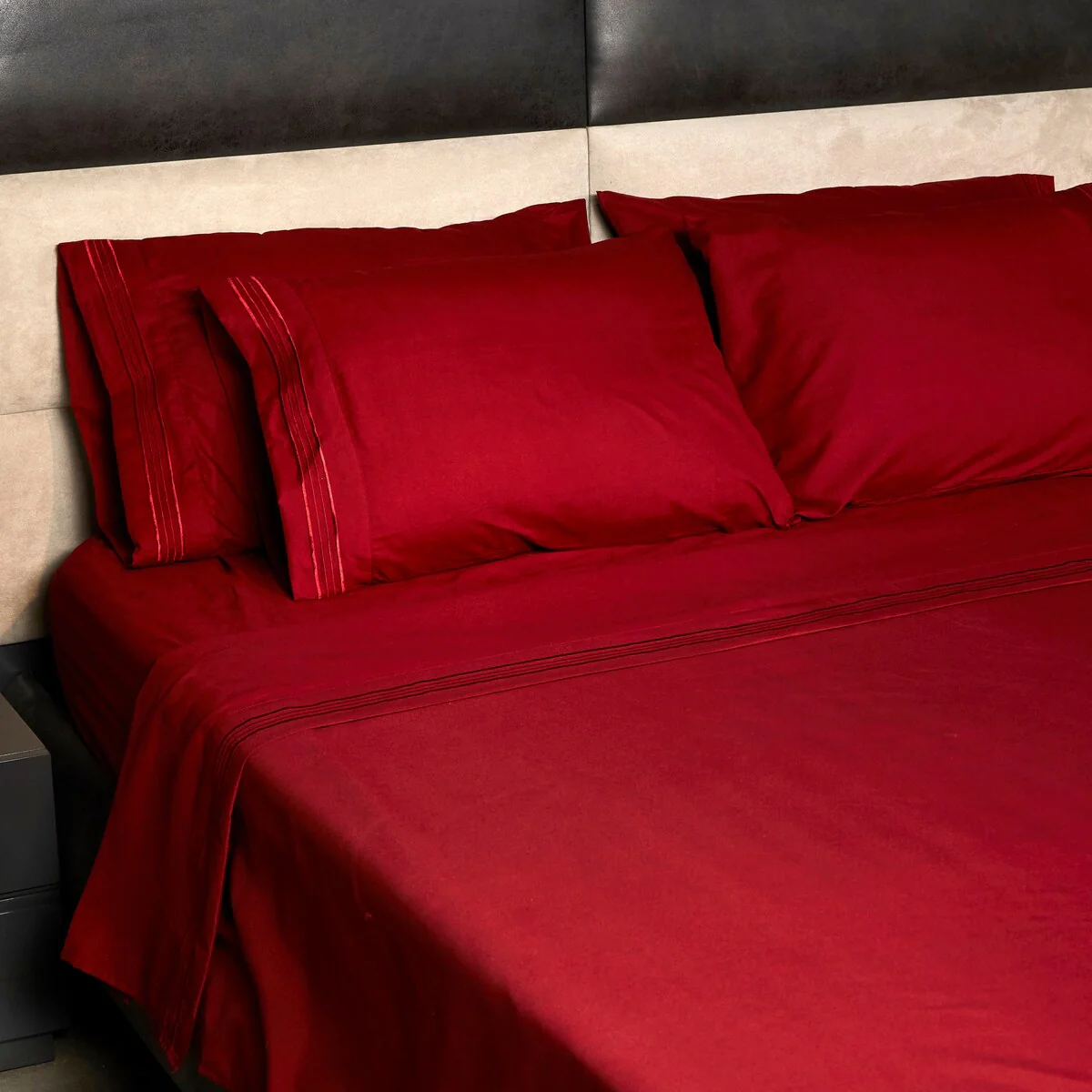 Authentic Hotel and Spa 1800 TC Brushed Microfiber Standard Pillowcase (2PC Set) with 4 Line Embroidery