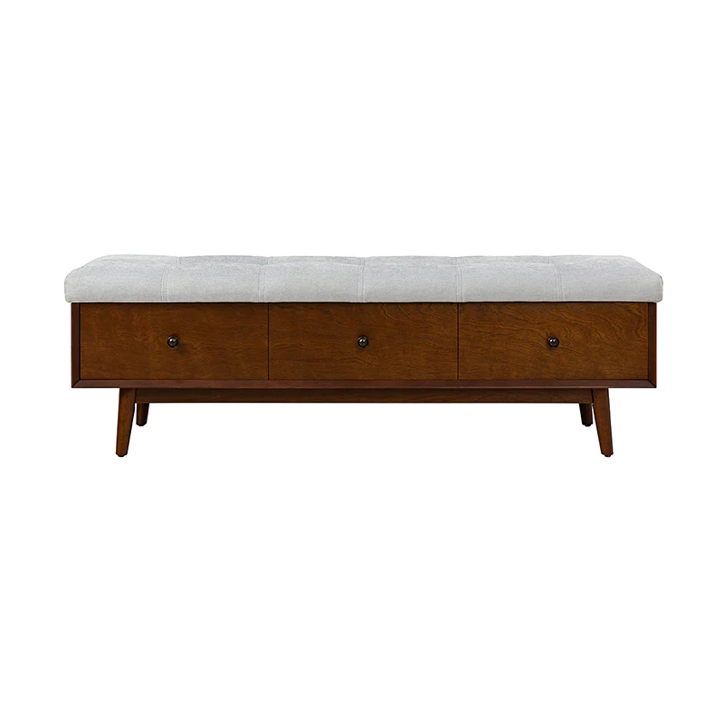 Cherry Upholstered Flip Top Storage Bench
