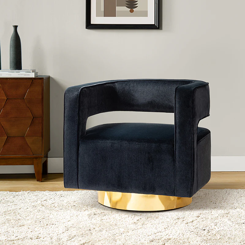 Agata Velvet Swivel Barrel Armchair