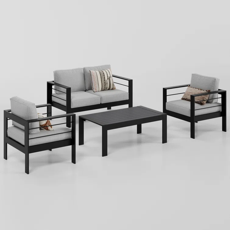 Brandtley Aluminum 4-Person Sofa Seating Group with Cushions