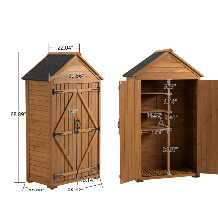 3 ft. W x 2 ft. D Wood Vertical Tool Shed