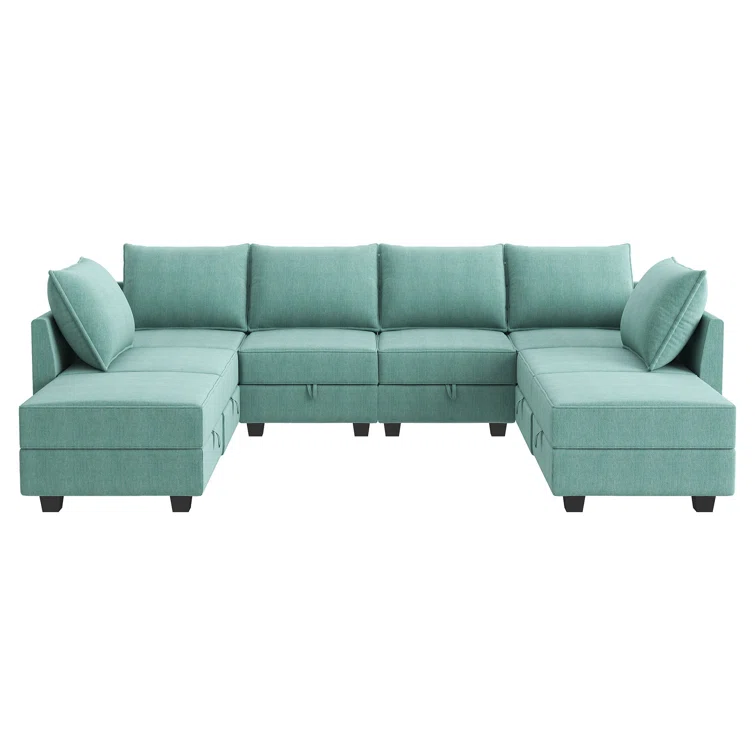 U shaped Sectional Sofa Modular Sectional Couch with Storage Ottoman