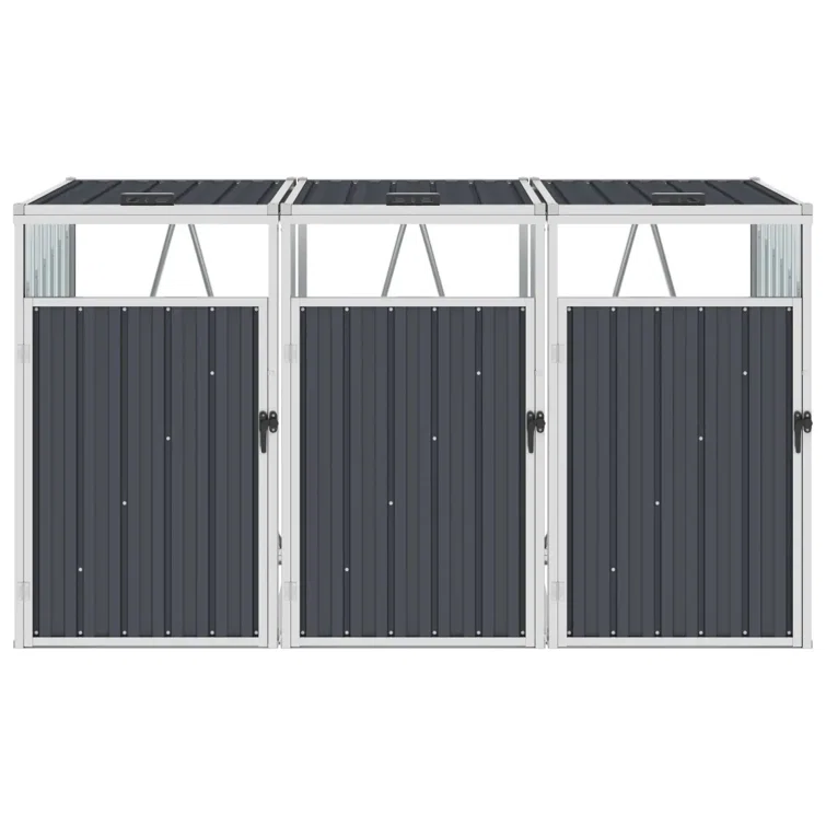 Vidaxl Triple Garbage Bin Shed Anthracite 83.9