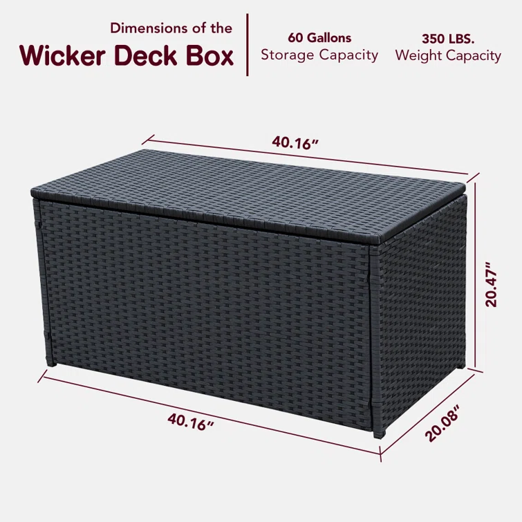 60 Gallons Gallon Wicker Deck Box in Black
