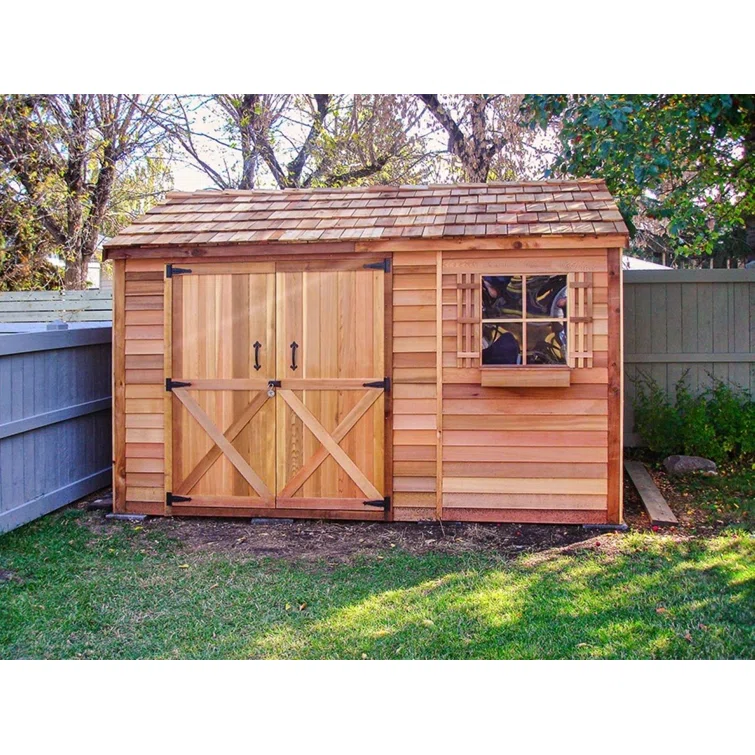 Bayside 12ft. W x 4ft. D Western Red Cedar Wood Lean-To Storage Shed