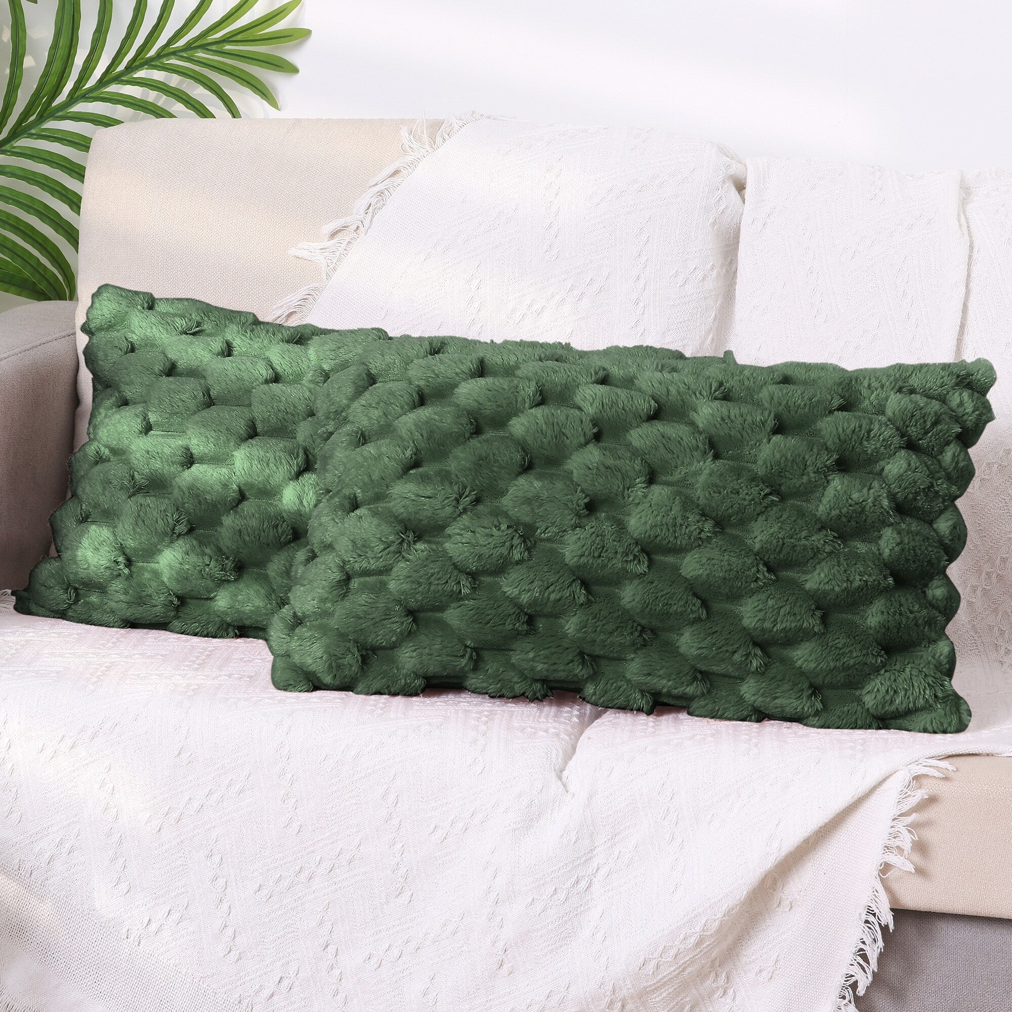 2 Pack Soft Throw Pillow Covers Decorative Fuzzy Plush Cushion Covers