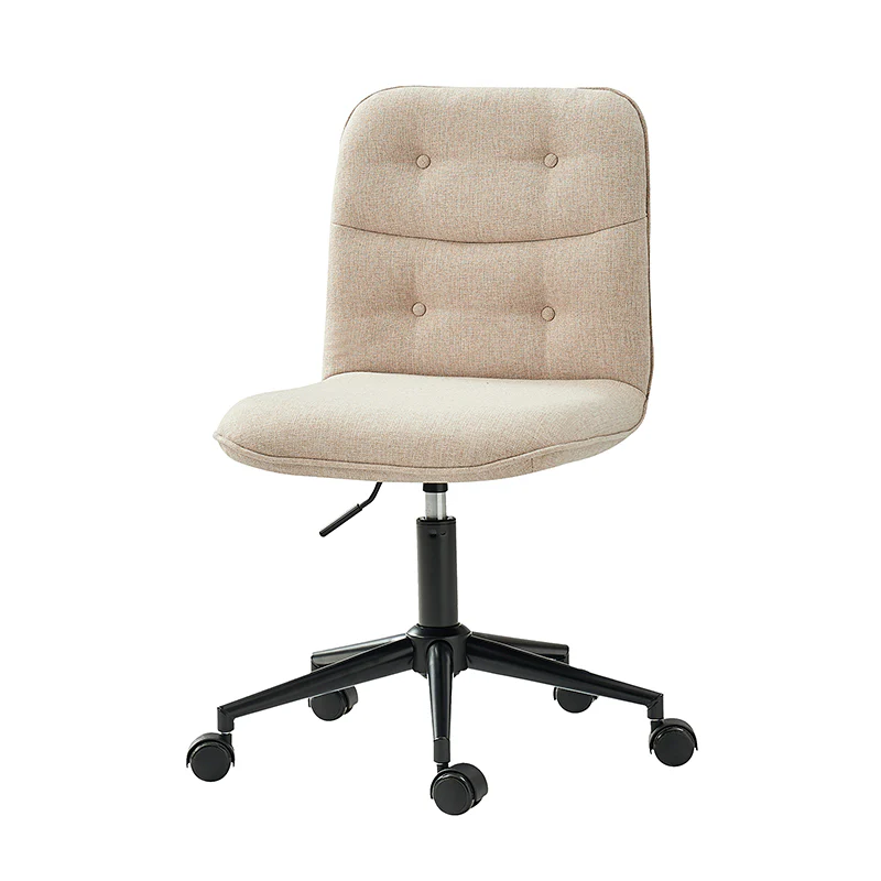 Leonhard Upholstered Swivel Task Chair: Plush Velvet Feel with Linen-Inspired Fabric, Adjustable Height, and Wheels