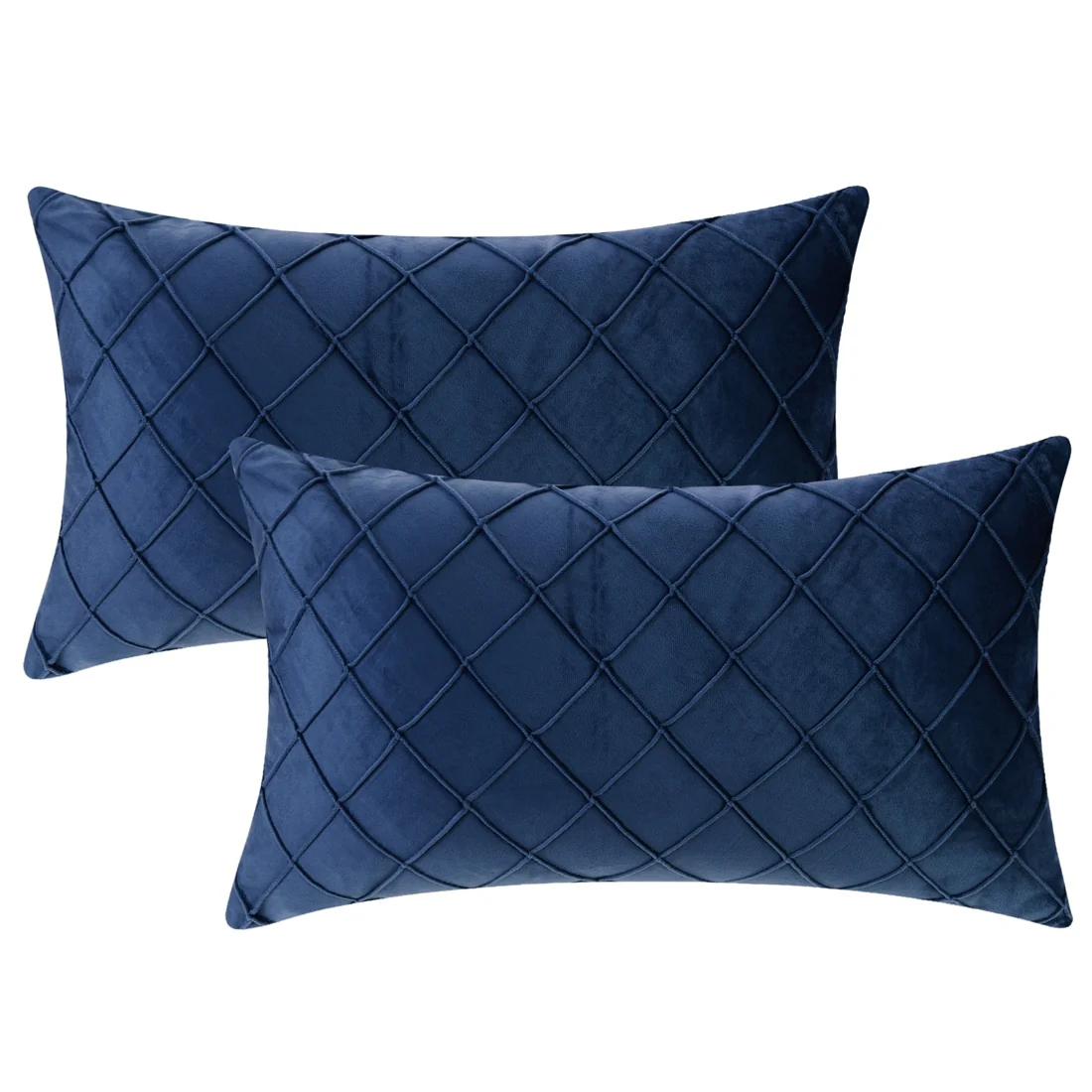 2 Pcs Soft Velvet Decorative Pillow Covers Solid Geometric Textured Cushion Covers