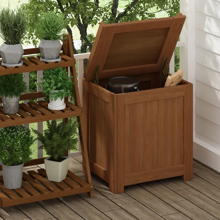 Loon Peak® Ermont 20.3'' W 1 Gallons Water Resistant Solid Wood Deck Box in Natural