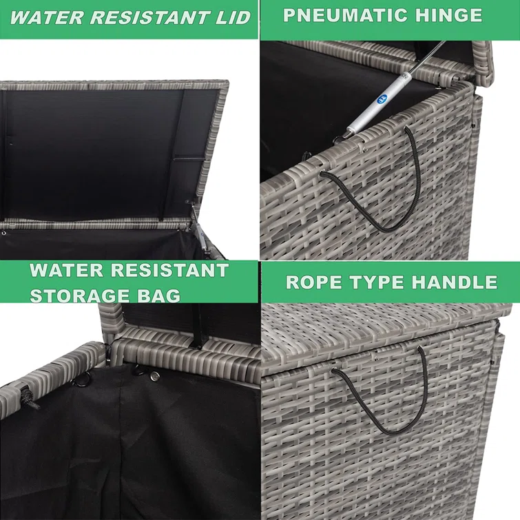 IYofe 53'' W 113 Gallons Water Resistant Wicker Deck Box
