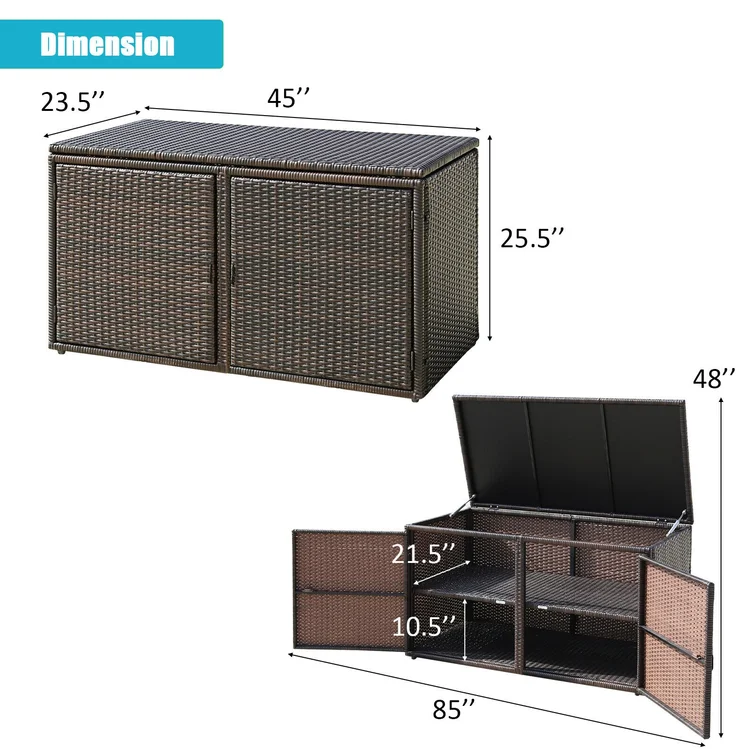FORCLOVER 45'' W 88 Gallons Wicker Deck Box