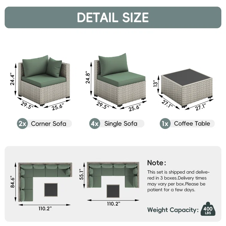 7 Pieces Patio Conversation Set
