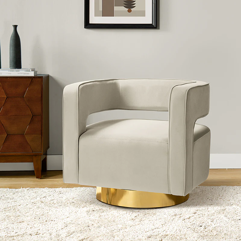 Agata Velvet Swivel Barrel Armchair