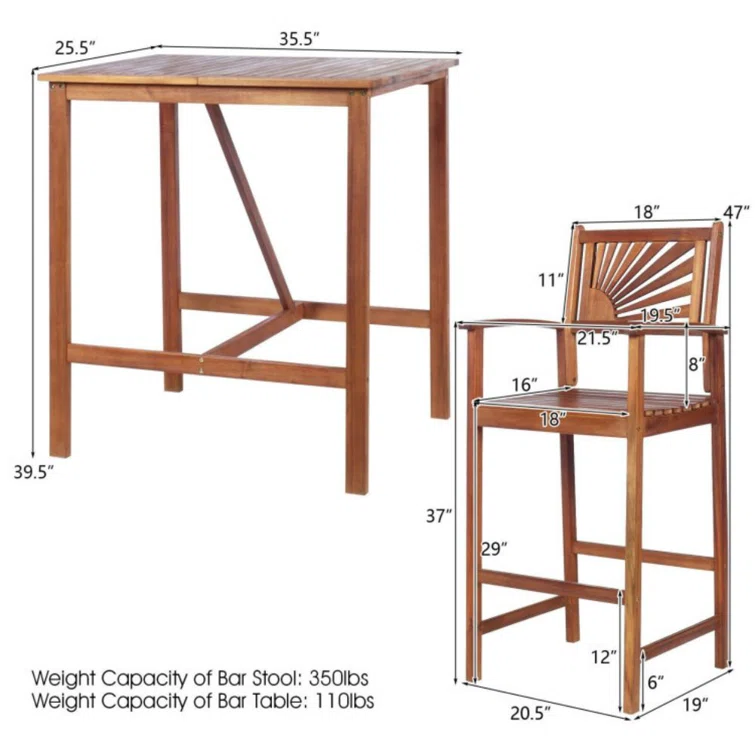 Payee 2 - Person Rectangular Outdoor Dining Set