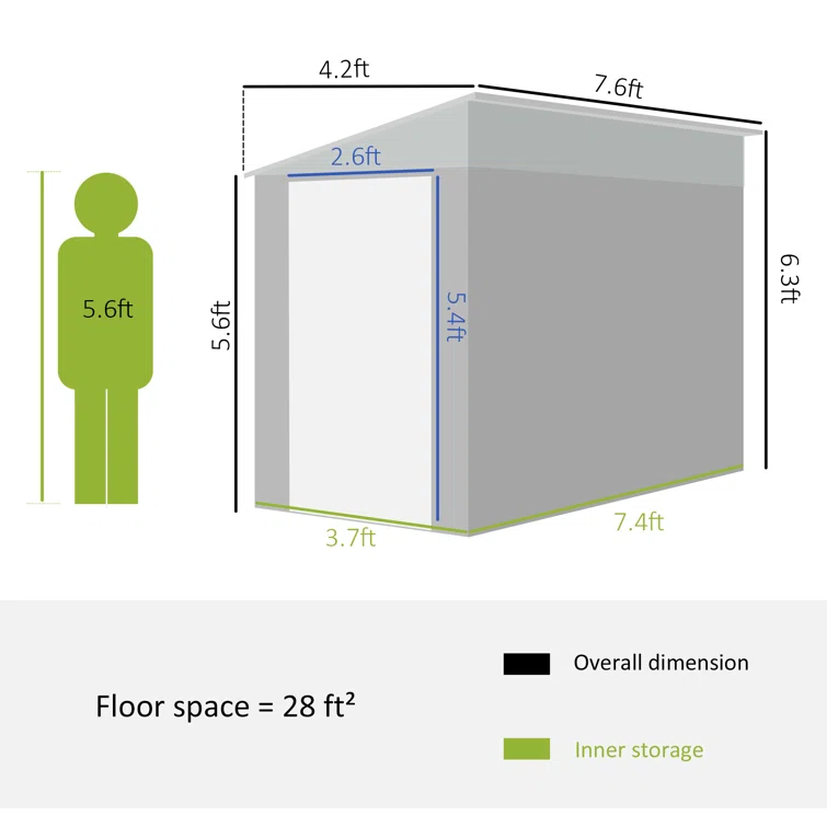Outsunny 4 ft. W x 8 ft. D Metal Lean-To Tool Shed