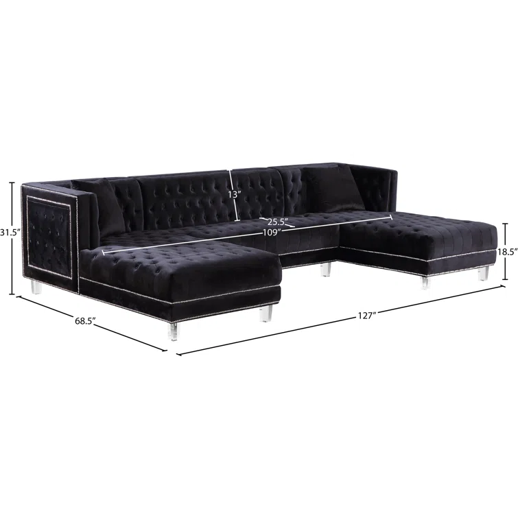 3 - Piece Velvet Sectional