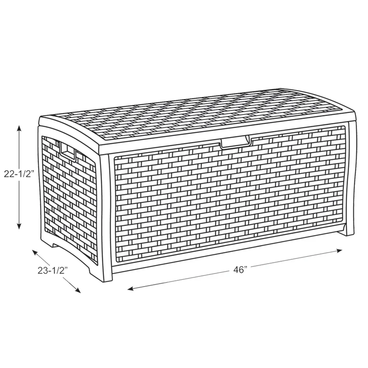 Suncast Wicker 73 Gallon Water Resistant Deck Box in Java