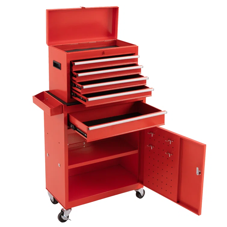 Boaman 5-Drawer Steel Tool Chest Set 2 Piece Combination Rolling Garage Storage Box