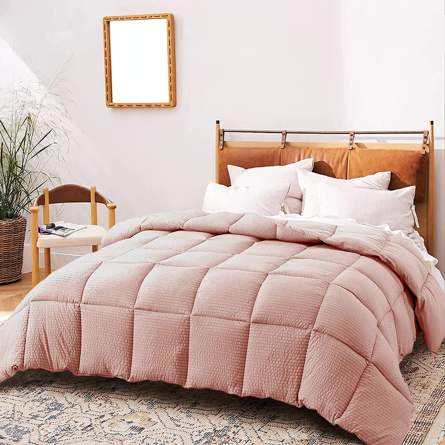 KASENTEX Winter Warmth Quilted Comforter, Cozy Soft Seersucker Textured, Down Alternative Fill