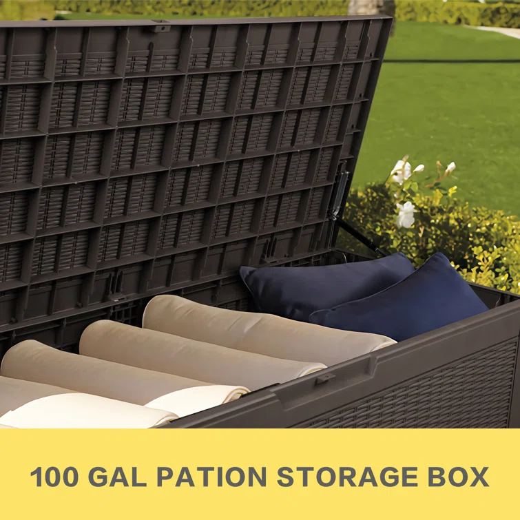 100 Gallon Water Resistant Plastic Deck Storage Container Box